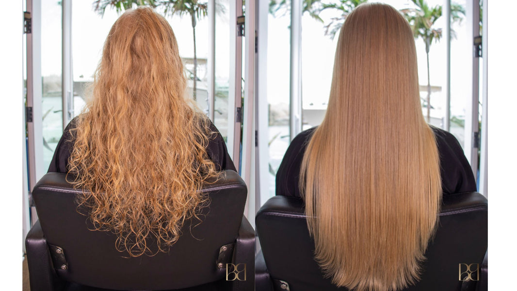 Before and after frizz treatment client 