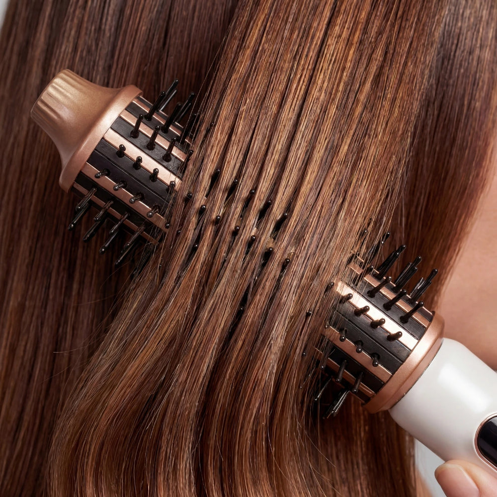 BB round brush being used on hair 