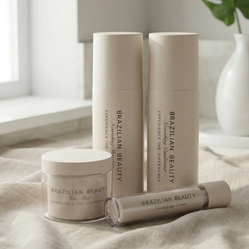 Brazilian Beauty products from Brazilian Beauty on a light surface with a neutral background