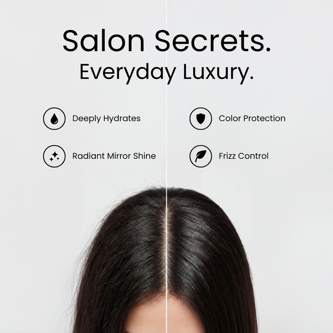 Before and after photo showcasing what the Brazilian Beauty product does to hair 